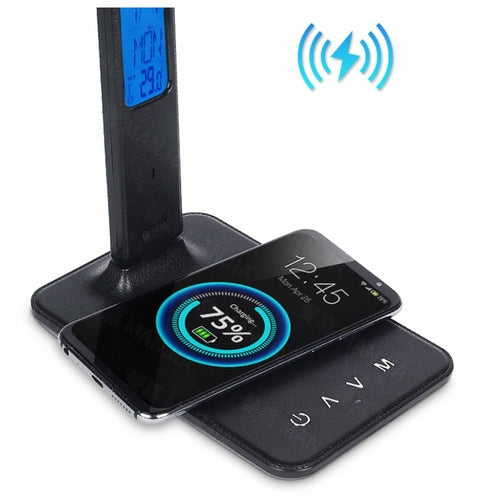 3-in-1 Lampe mit Handy-Ladefunktion, Uhr & Thermostat