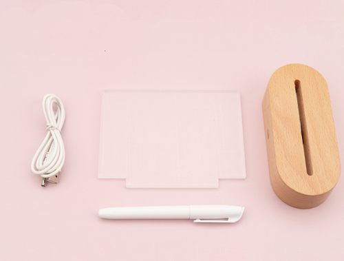 Holztischlampe mit Nachtlicht und Memoboard